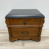 Side Table with 2 Drawers Blackhawk Brown-Black Solid Wood
