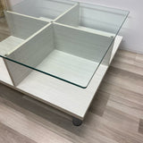 White-Clear Wood-Glass Coffee Table