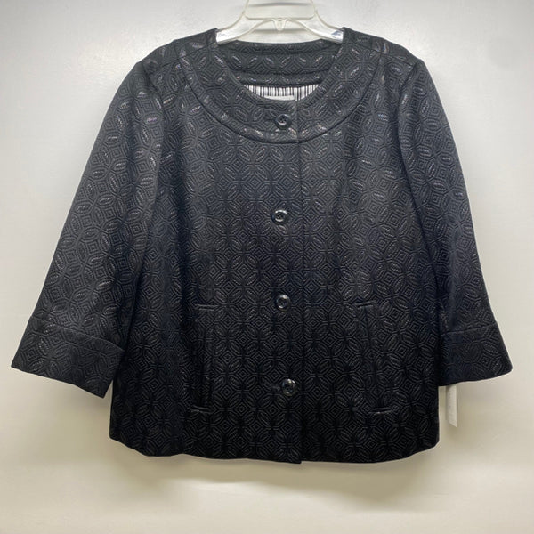 Charter Club Women's Size 2x-18W Black Pattern 3/4 Sleeve Jacket