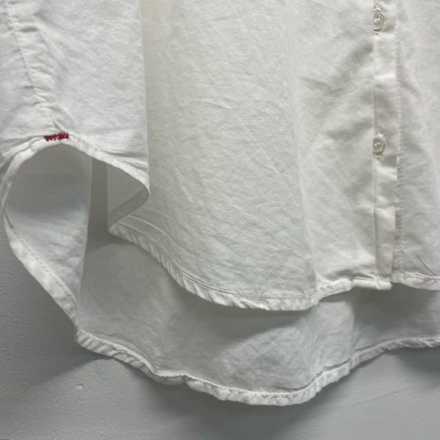 Xirena Size L Women's White Solid Button Up Short Sleeve Top