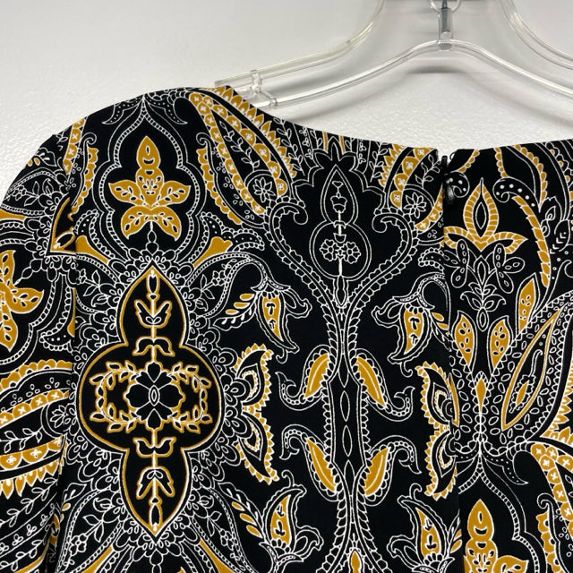 Tahari Size 8-M Women's Black-Yellow Pattern Shift Dress