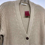 Paneros Size M Women's Tan Solid Button Up Sweater