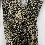 Trina Turk Size 6-S Women's Black-Beige Pattern Wrap Dress