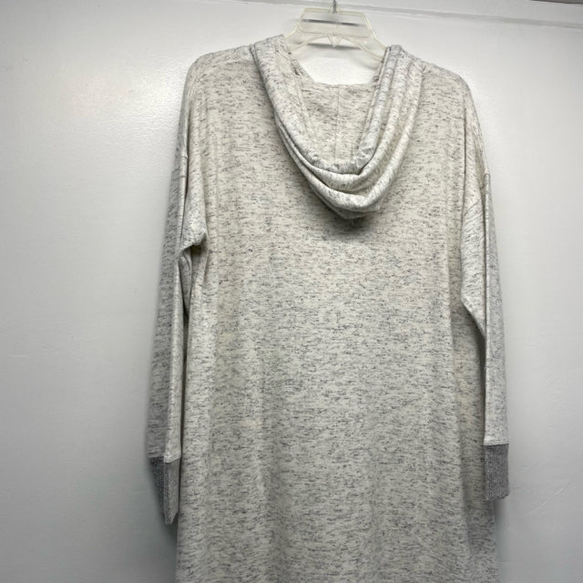 Soft Surroundings Size L Women's Light Gray Tweed Maxi-Long Sleeve Dress