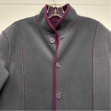 Susan Graver Women's Size XS Purple Solid Button Up Coat