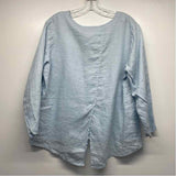 Cut Loose Size L Women's Light Blue Solid Pullover Long Sleeve Top