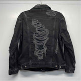 Topshop Women's Size 6-S Black Distressed Button Up Jacket