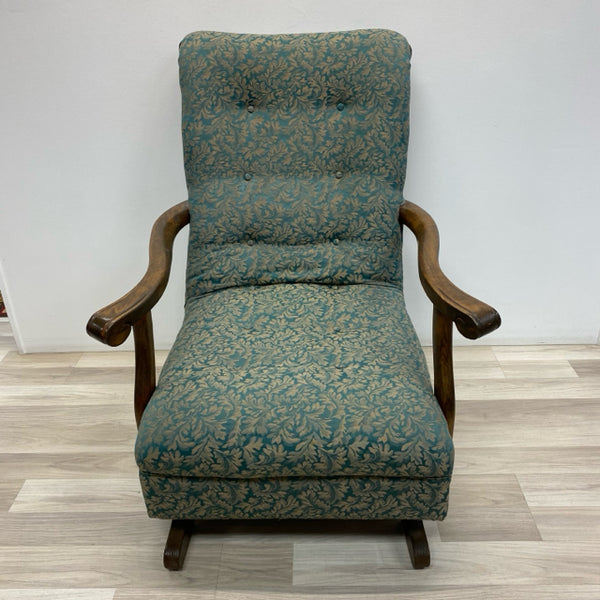 Teal-Tan Tapestry Rocking Chair