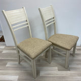 Cream Wood-Fabric Chairs - Sold as a Pair