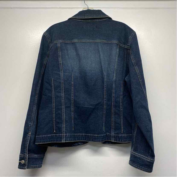 A.M.I. Women's Size Xl Blue Washed Button Up Jacket