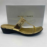 Marc Fisher Size 8.5 Women's Gold Shimmer Camel Toe Sandals