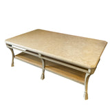 Beige Stone-Wrought Iron Coffee Table