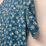Lauren Ralph Lauren Size L Women's Blue Floral Button Up Short Slv Shirt Dress