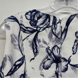 Eliza J Size 8-M Women's White-Navy Floral Fit And Flare Dress