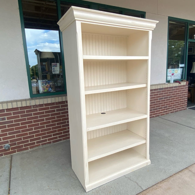 Off White Solid Wood Bookshelf with 5 shelves 2 removable and adjustable