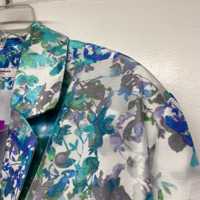 Allison Daley Women's Size 2x-16 Blue-Multi Floral Open Front Jacket