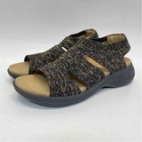 Kuru Size 8 Women's Black-Tan Tweed Slip On Sandals