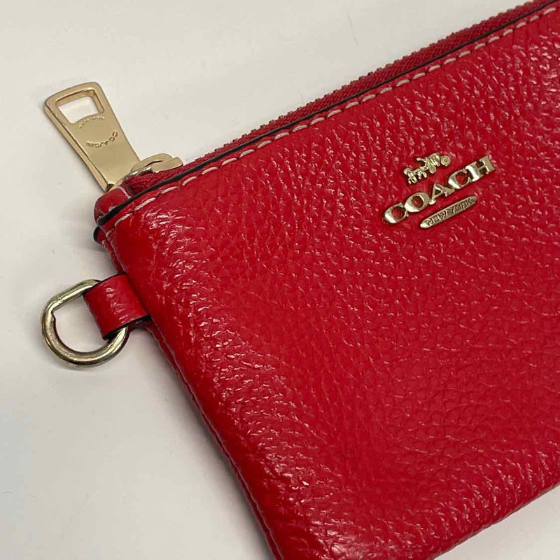 Coach Red Leather Pebbled Coin Purse