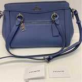 Coach Blue Solid Leather Satchel Handbag