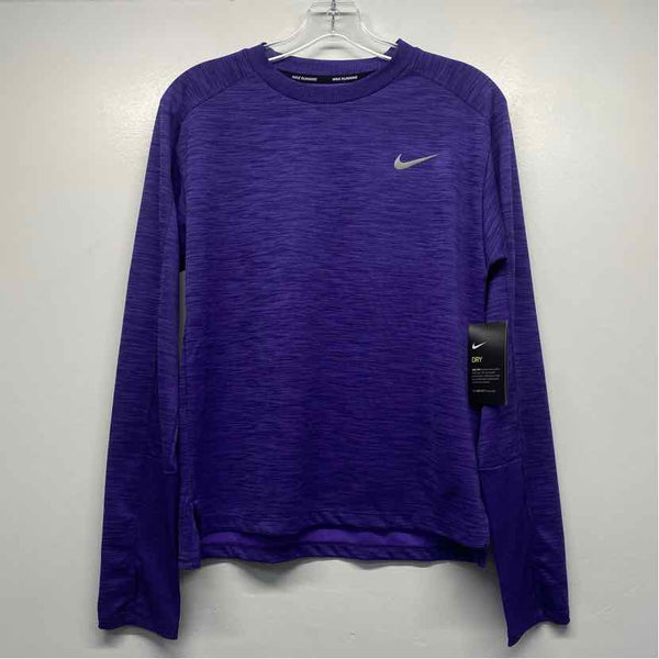 Nike Dri-FIT Size S Women's Purple Tweed Long Sleeve Crew Neck Activewear Top