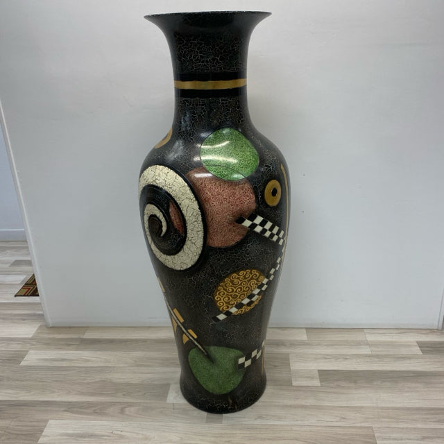 Black multi Ceramic Vase
