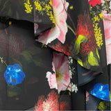 Ted Baker Size 3 Women's Black-Multi Floral High Low Skirt