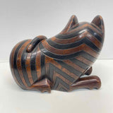 Cat figurine Anglo- indian Hand-carved mahogany. with hidden compartment