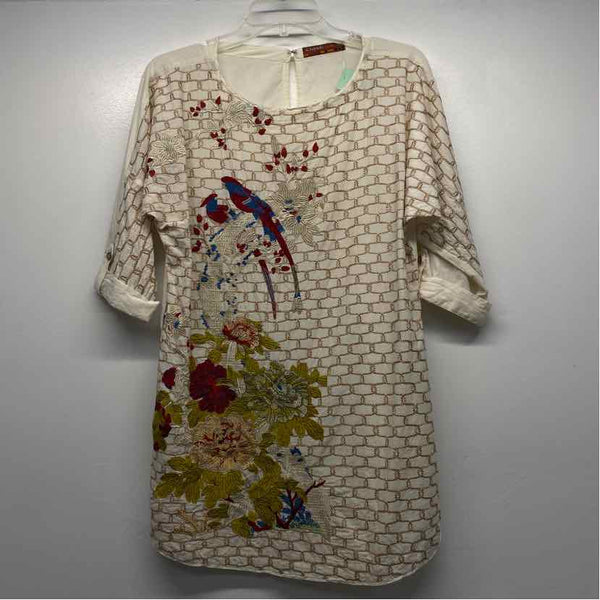 Khaadi Pret Size S Women's Beige-Multi Embroidered Kurta Blouse