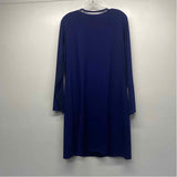 IBKUL Size L Women's Blue Solid Long Sleeve Dress