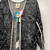 Poetic Threads Women's Size One fits most Black-White Embroidered Kimono Wrap