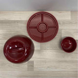 Longaberger Pottery Paprika Ceramic Covered Cave Relish Tray