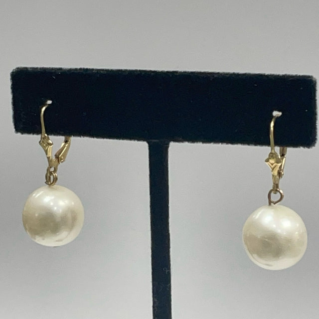 Yellow-White Pearl 14K Earrings