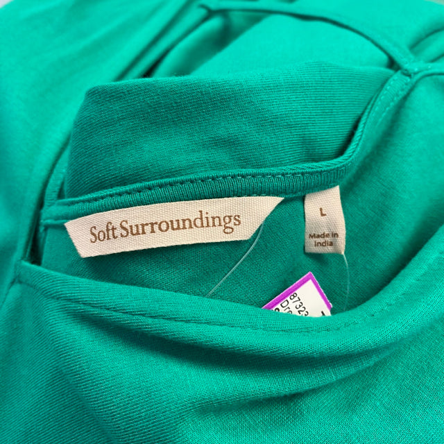 Soft Surroundings Size L Women's Green Solid Maxi-Sleeveless Dress
