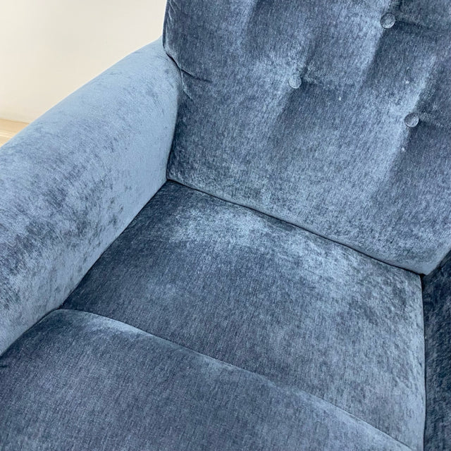 Lazy Boy Swivel Recliner Solid Blue Fabric Chair