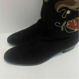 Joan & Davis Couture Size 6.5 Women's Black-Multi Embroidered Riding Boots