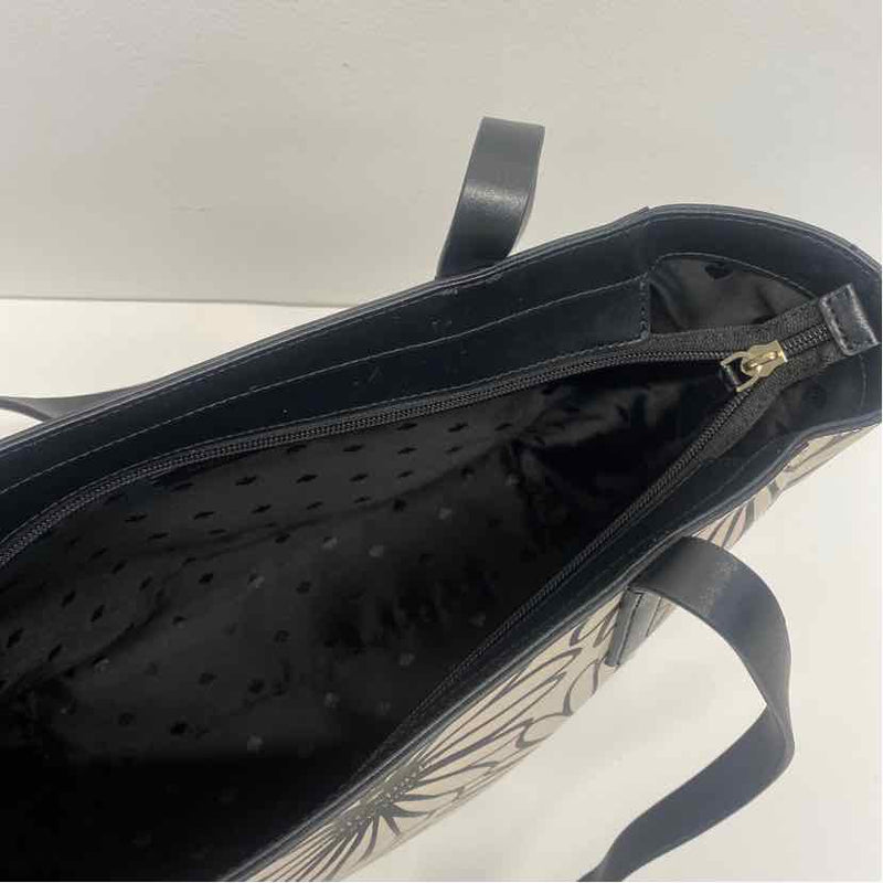 Kate Spade Black-Tan Floral Tote Handbag
