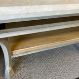 Beige Stone-Wrought Iron Coffee Table