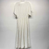 Chico's Size 2-L Women's White-Silver Stripe Maxi-Short Sleeve Dress