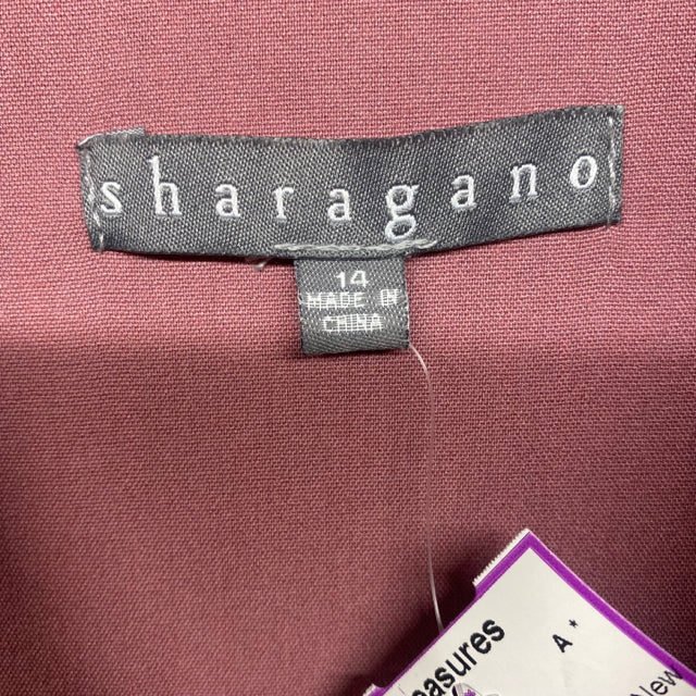Sharagano Size 14-XL Women's Rose Solid Short Sleeve Dress