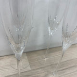 Lenox Firelight Platinum Champagne Flute Clear Cut Glassware - Set of 4