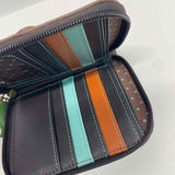 Chala Brown Faux Leather Patchwork Zip Around Wallet