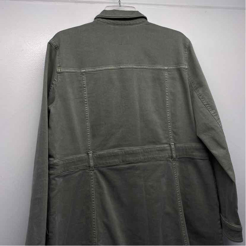 J.Jill Women's Size M Light Green Solid Button Up Coat w Cargo Pockets