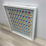 Framed geometric 3D Wall art piece - colorful hexagonal cube motifs