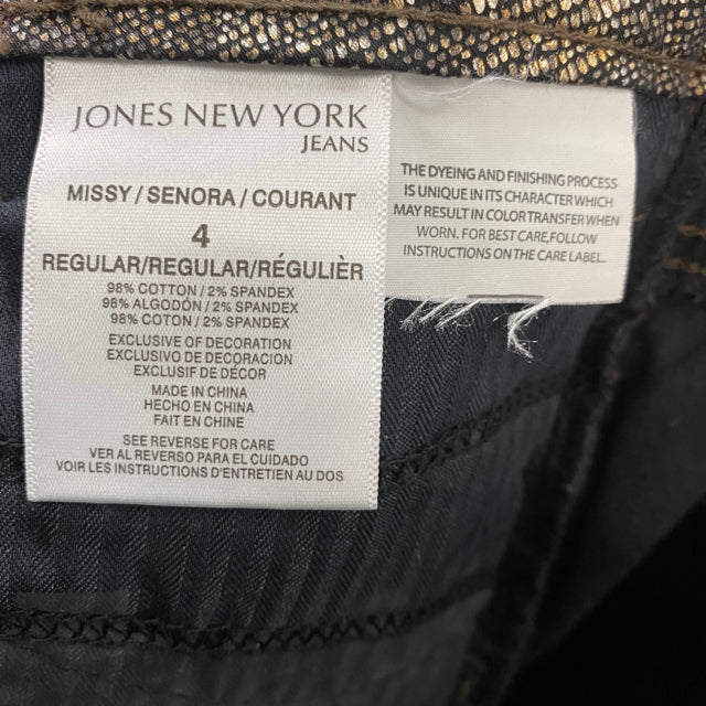 Jones New York Size 4 Women's Brown-Multi Animal Print Straight Leg Jeans