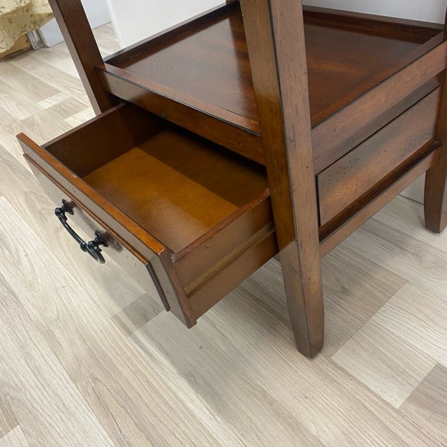 Pier 1 One Drawer Brown Wood Side Table