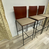 Blue  multi Metal-Wood Stool