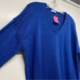 Johnny Was Size L Women's Blue Solid V Neck Long Sleeve Top