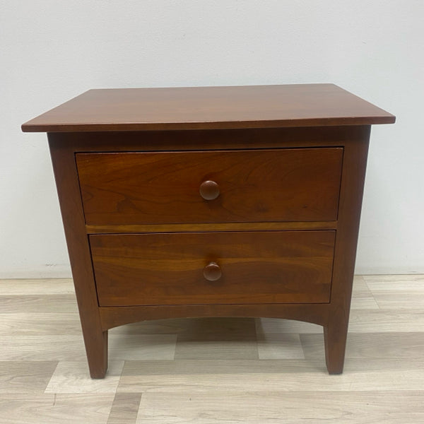 Ethan Allen Solid Brown Wood 2 Drawer Nightstand