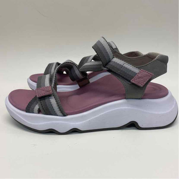 Aetrex Size 7.5-8 Women's Gray Stripe Strappy Sandals