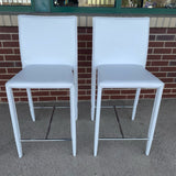 Pair of Counter Height White Faux leather Stools